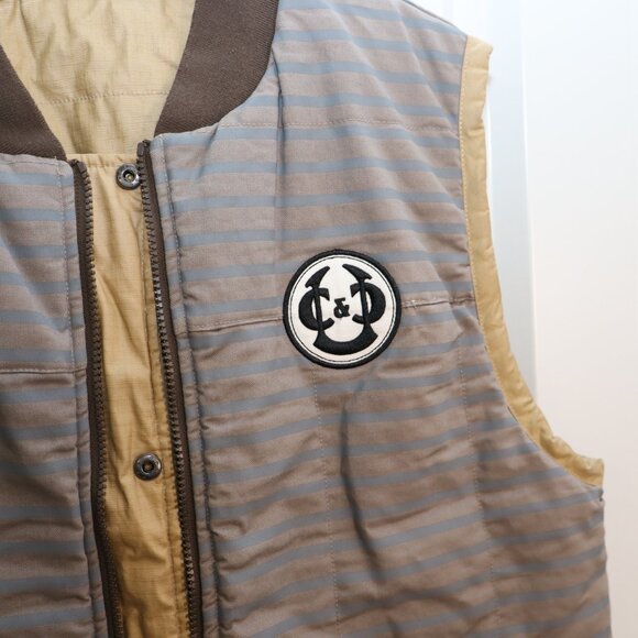 Crooks and Castles Mens Reversible Insulated Vest Blue Gray Tan Size XL Cotton - Picture 2 of 12